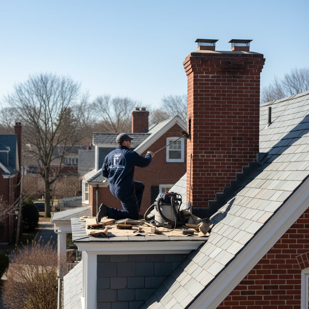Trust Smoke Chimney Sweep team working on chimney